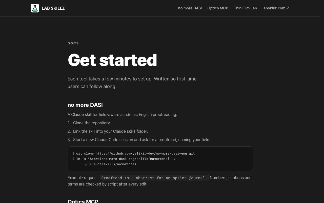 Lab Skillz docs website